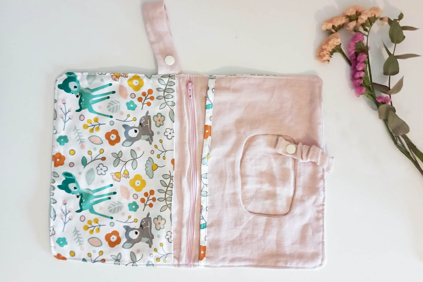 Coordinato porta pannolini, porta salviette e porta ciuccio per bimba personalizzabile